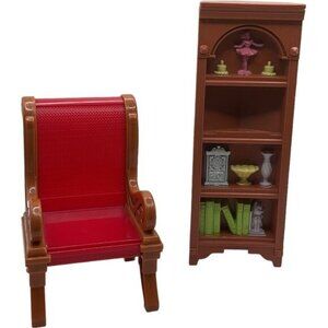 Fisher Price Loving Family Dollhouse Furniture Bookcase Chair